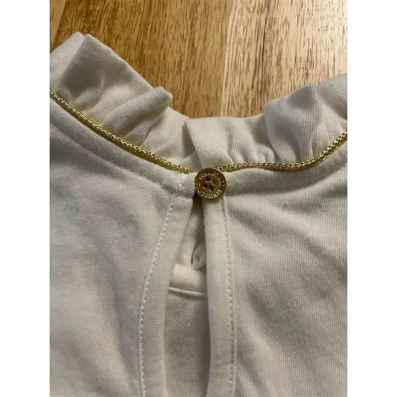 Genuine Kids Girls Ivory Ruffle Neck Long Sleeve Blouse Size 4 - Picture 6 of 6